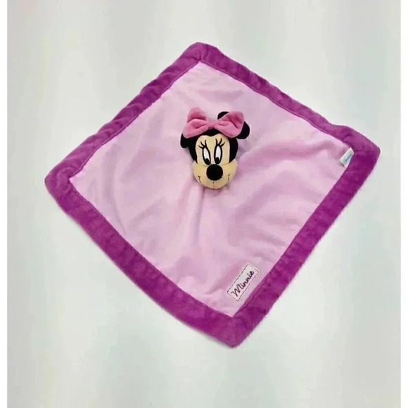 Disney Minnie Mouse Lovey Cuddle Snuggle Blanket with Plush Head 12"x12" - Picture 1 of 8